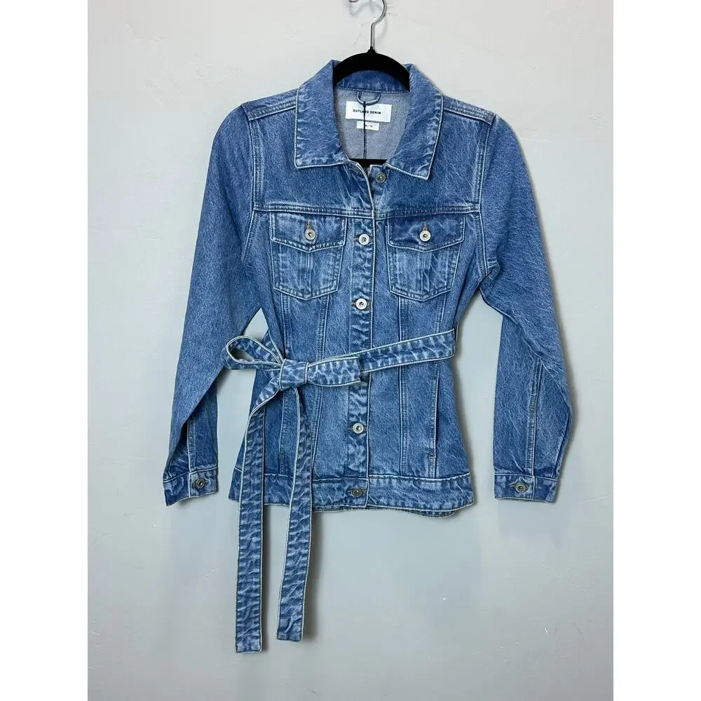 Outland Denim NWT Girls The Ava Organic Cotton Oversized Belted Jean Jacket XL